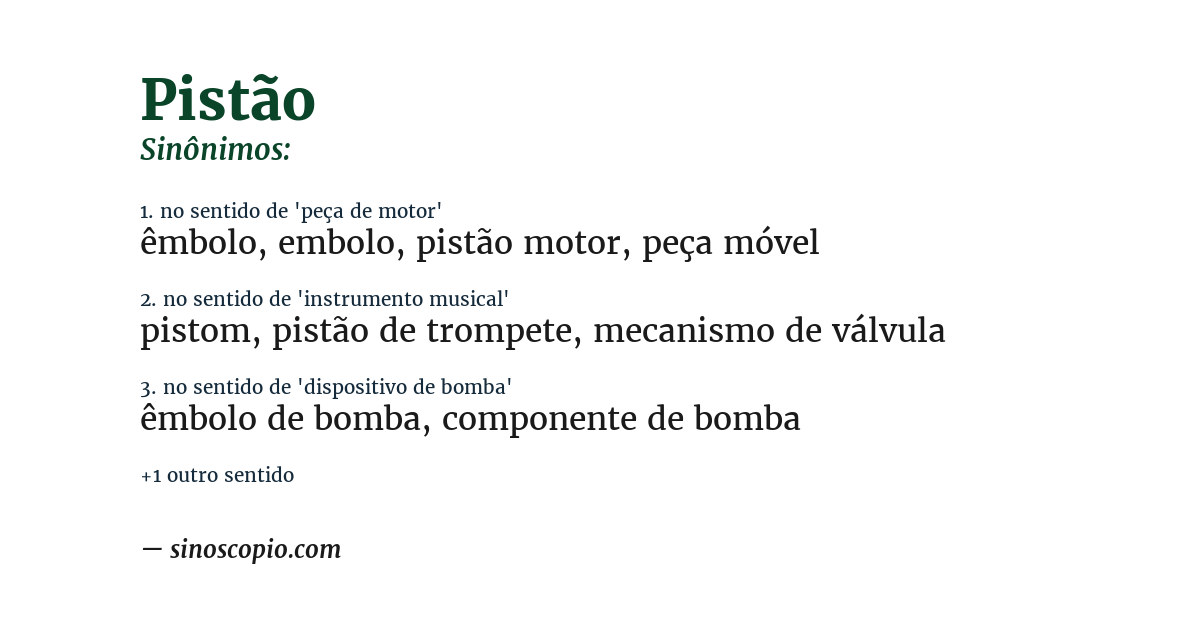 Sinônimo de pistão