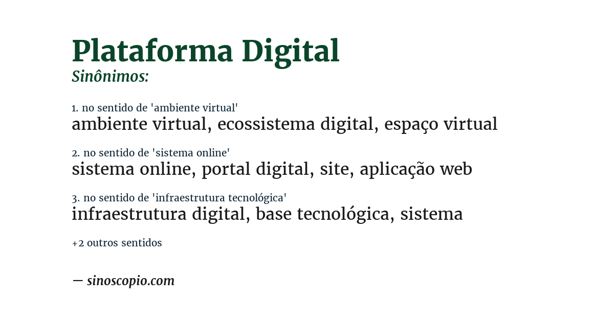 Sinônimo de plataforma digital