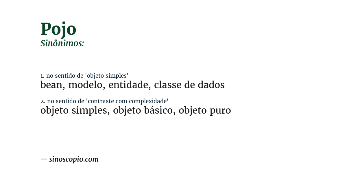 Sinônimo de pojo