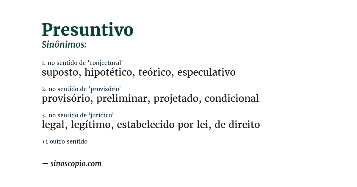 Sinônimo de presuntivo