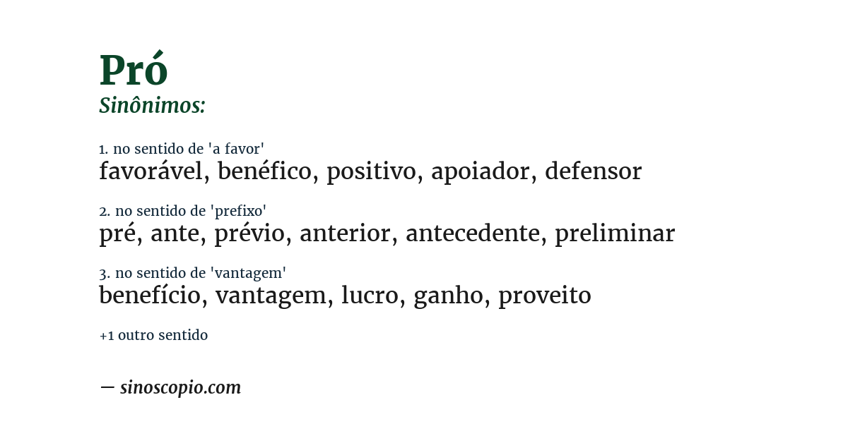 Sinônimo de pró
