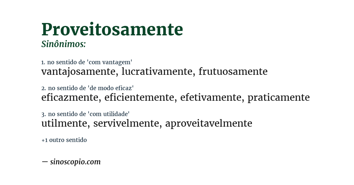 Sinônimo de proveitosamente