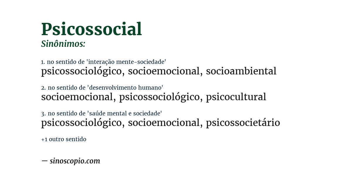 Sinônimo de psicossocial