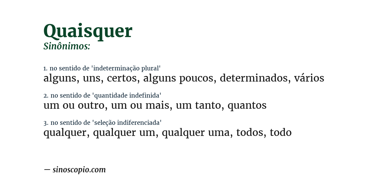 Sinônimo de quaisquer