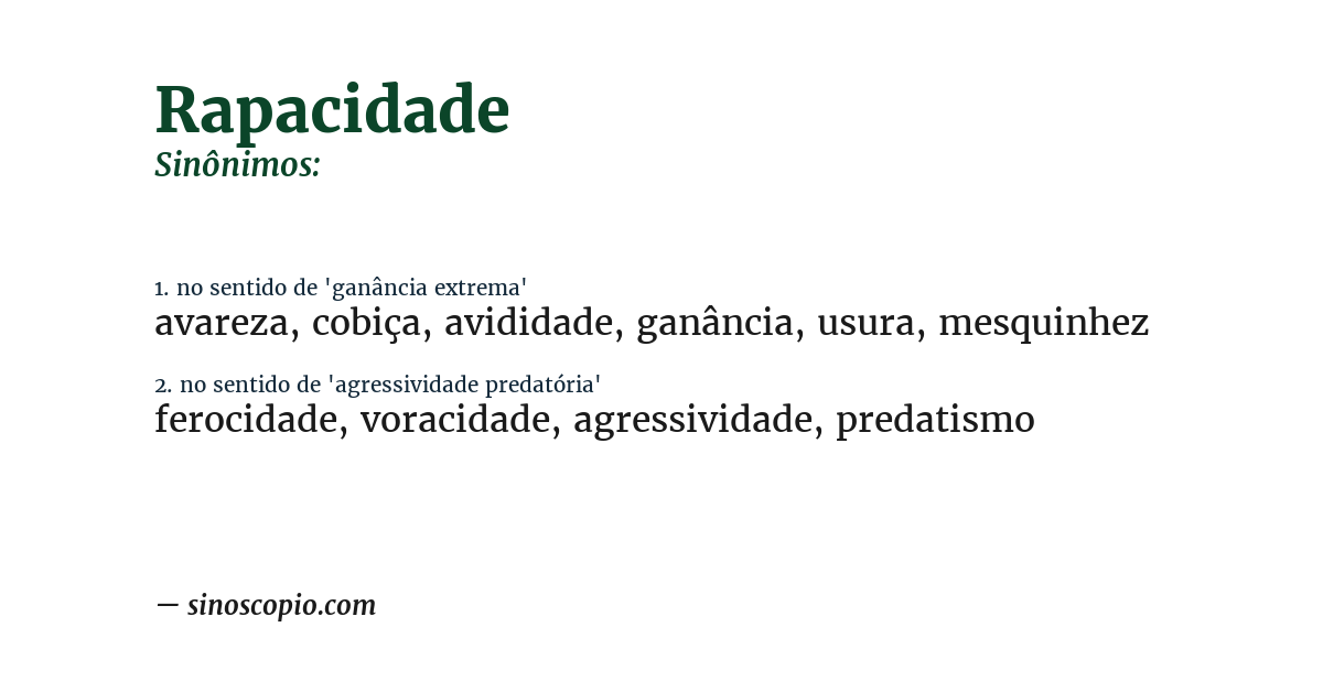 Sinônimo de rapacidade