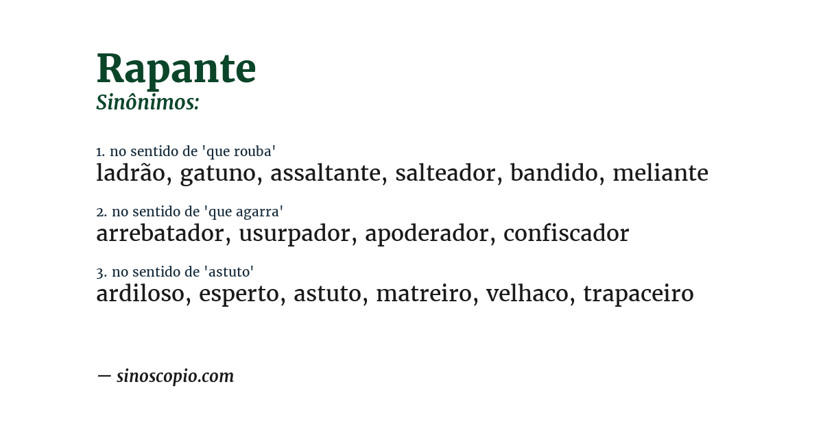 Sinônimo de rapante