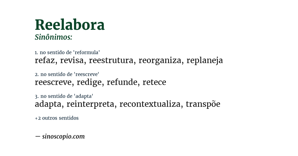 Sinônimo de reelabora