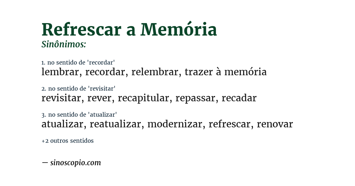 Sinônimo de refrescar a memória