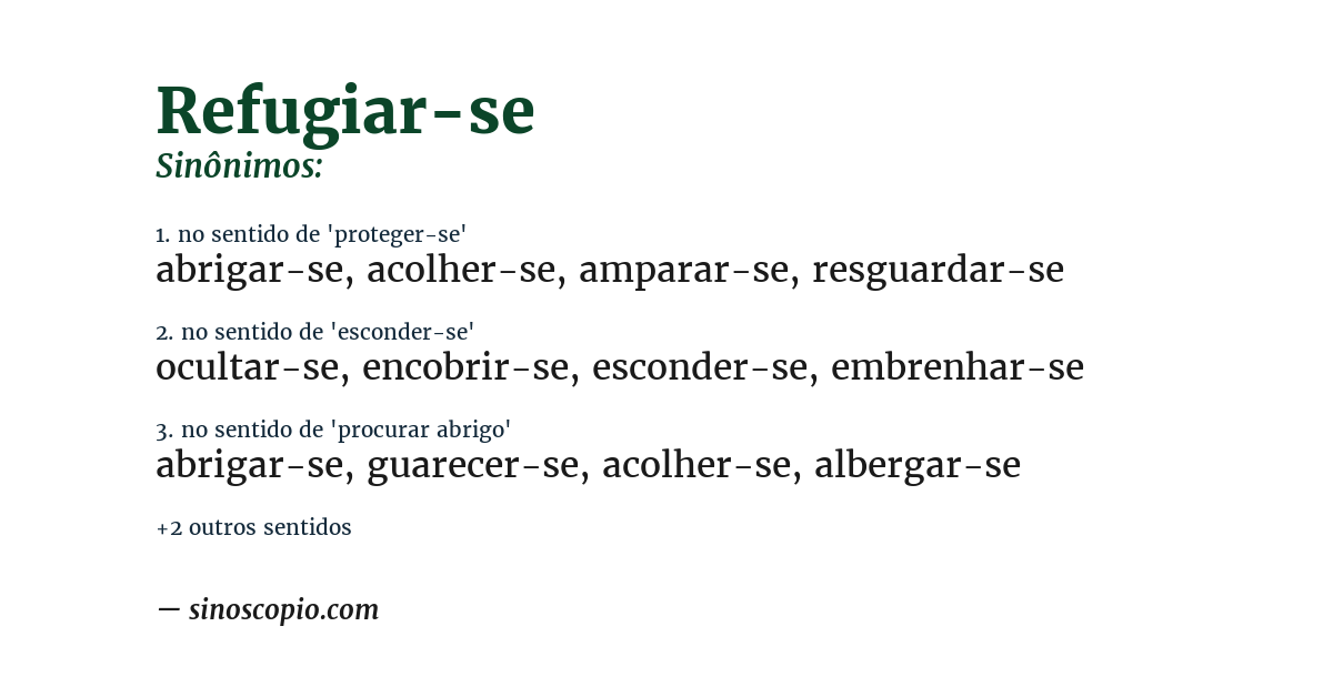 Sinônimo de refugiar-se