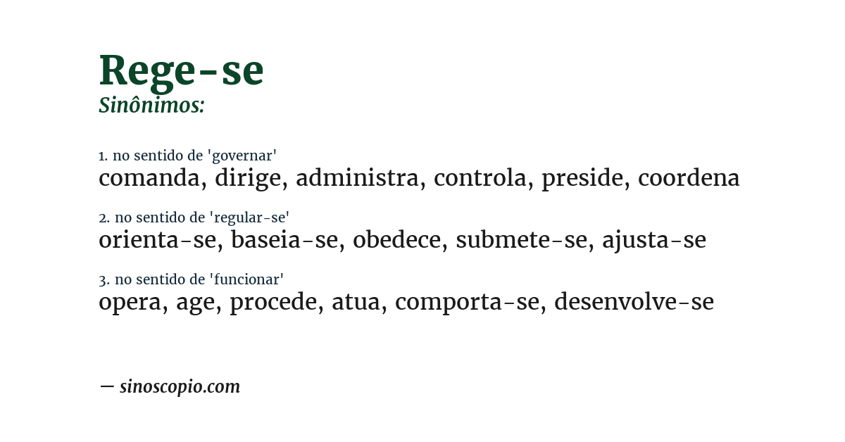 Sinônimo de rege-se