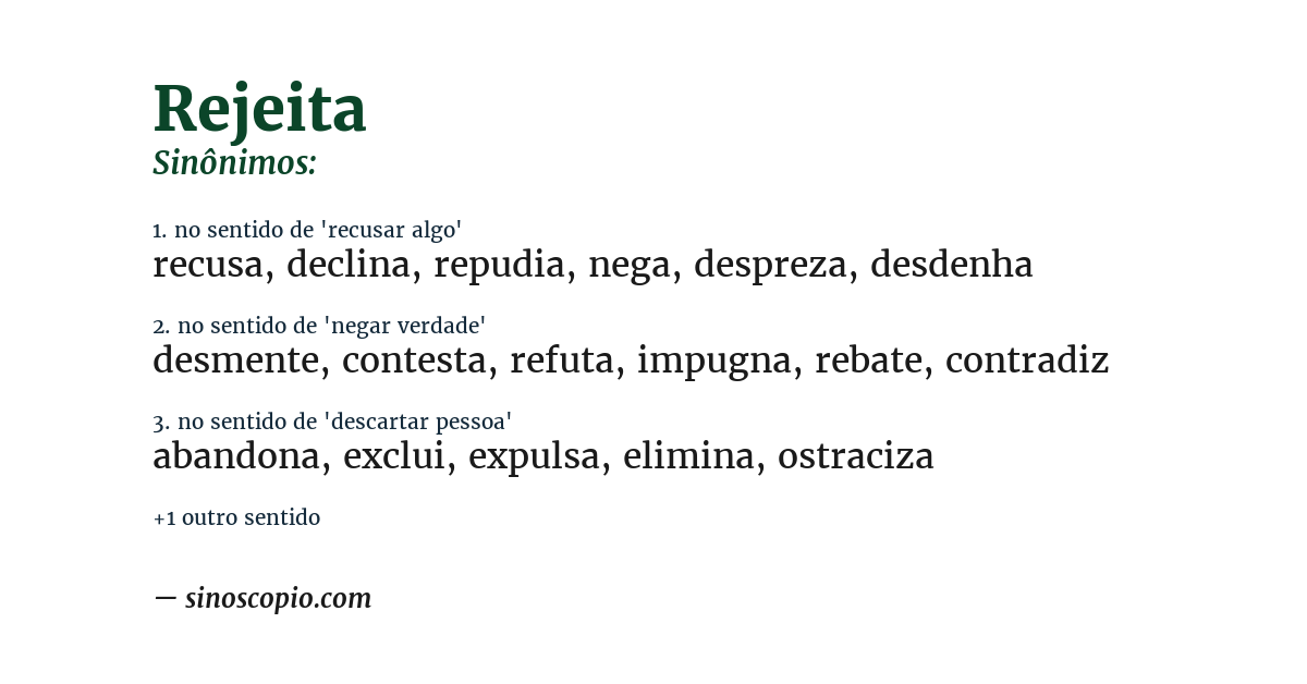 Sinônimo de rejeita