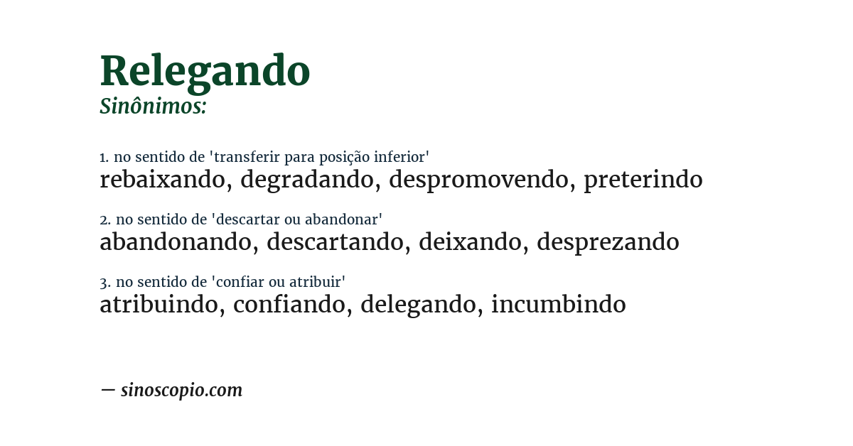 Sinônimo de relegando