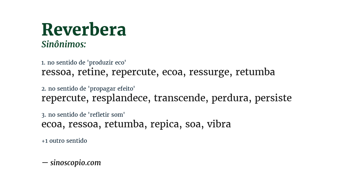 Sinônimo de reverbera