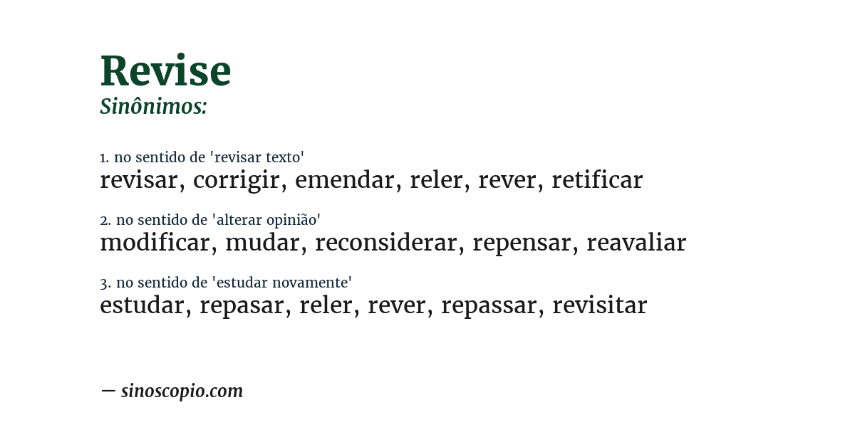 Sinônimo de revise
