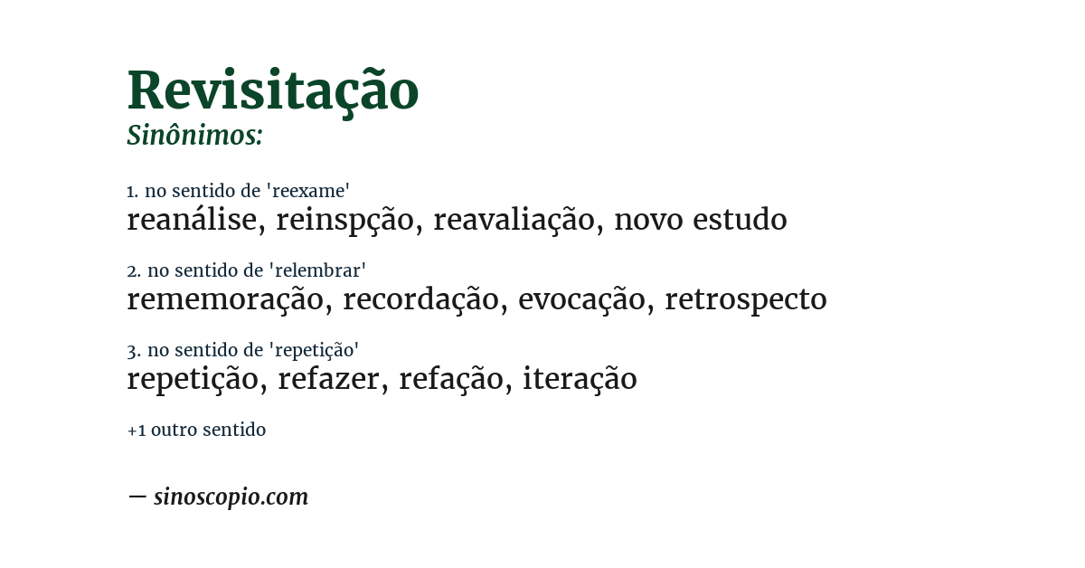 Sinônimo de revisitação