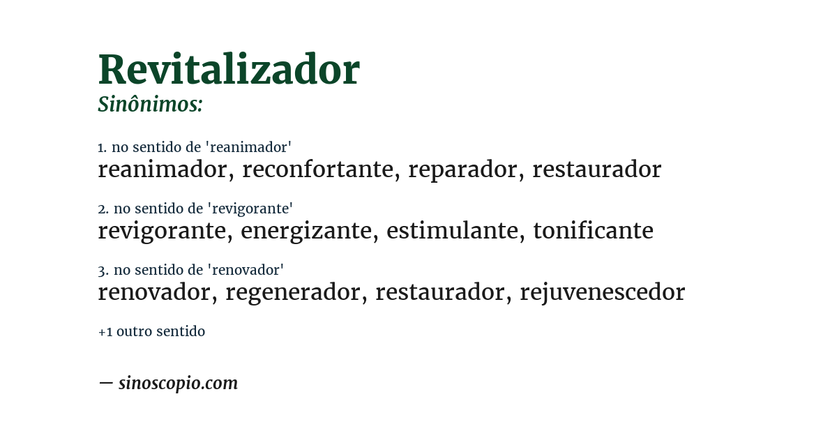 Sinônimo de revitalizador