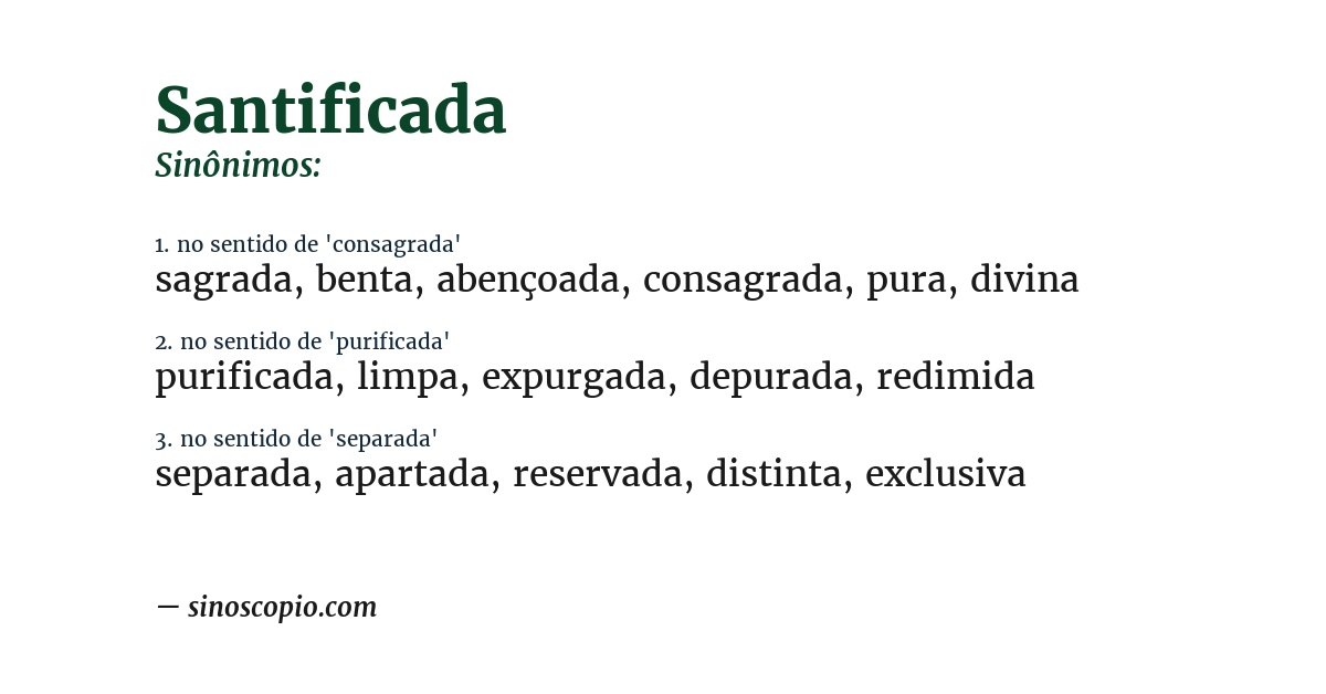 Sinônimo de santificada