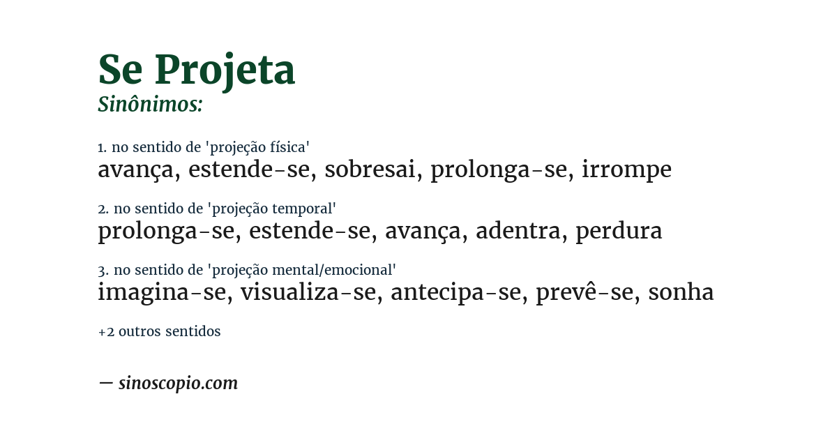 Sinônimo de se projeta