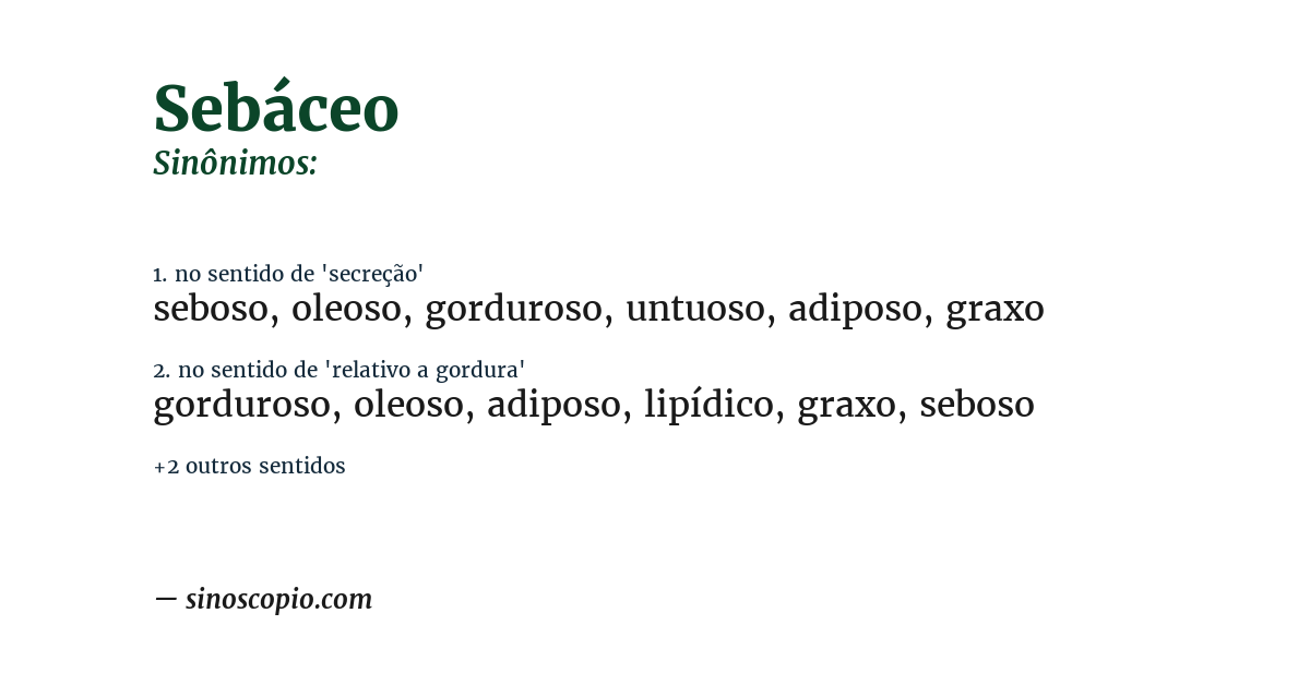 Sinônimo de sebáceo