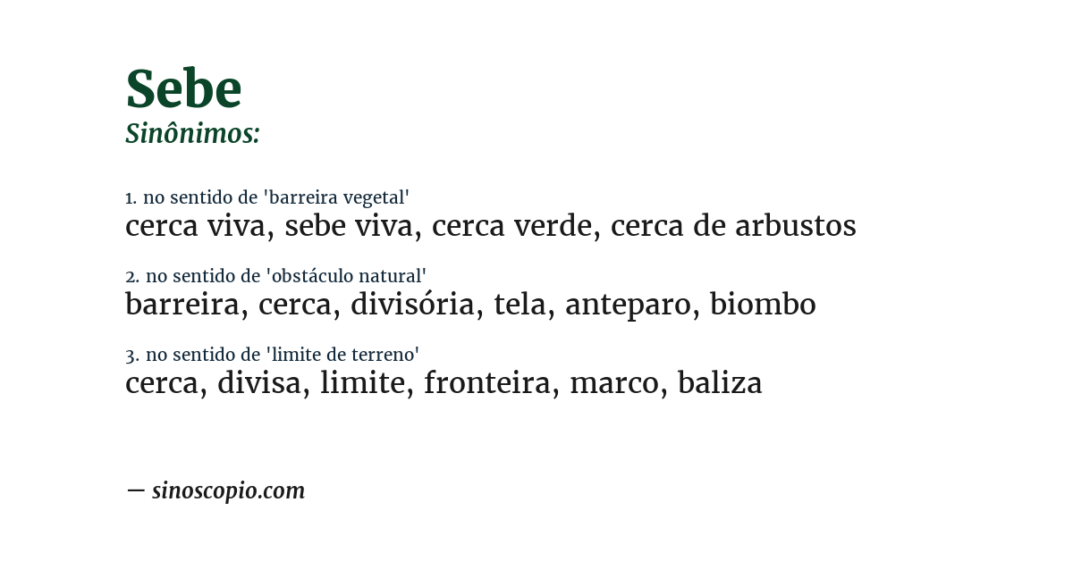 Sinônimo de sebe