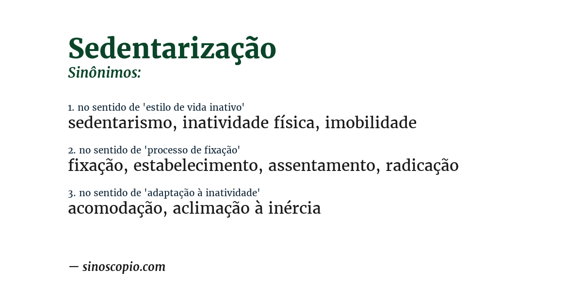 Sinônimo de sedentarização