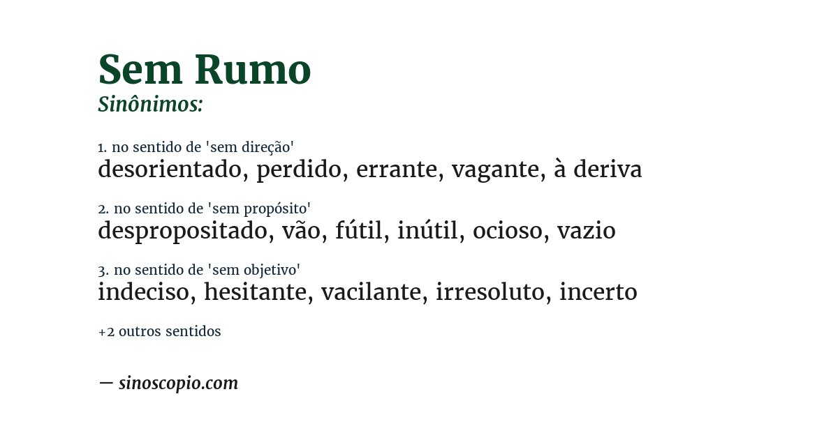 Sinônimo de sem rumo