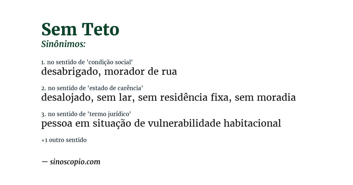 Sinônimo de sem teto