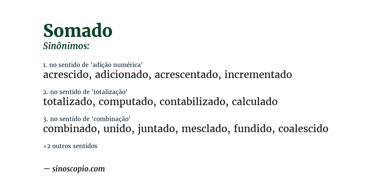 Sinônimo de somado