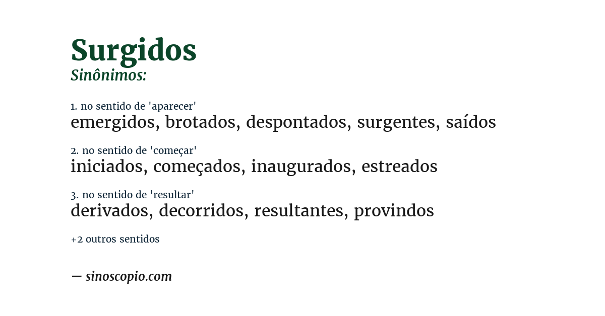 Sinônimo de surgidos