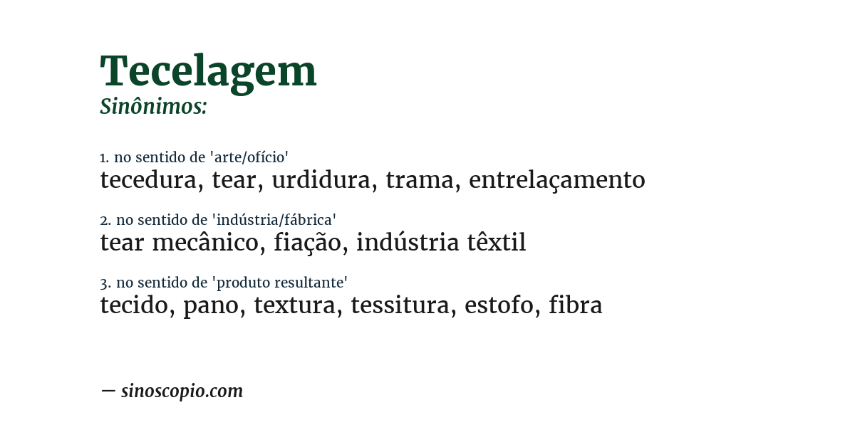 Sinônimo de tecelagem