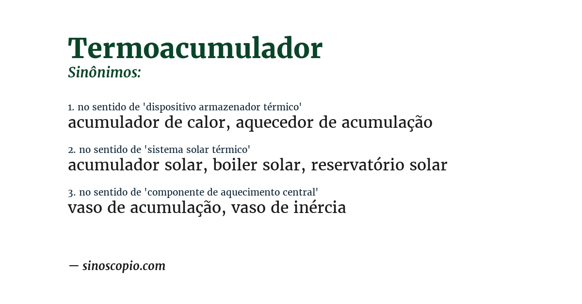 Sinônimo de termoacumulador