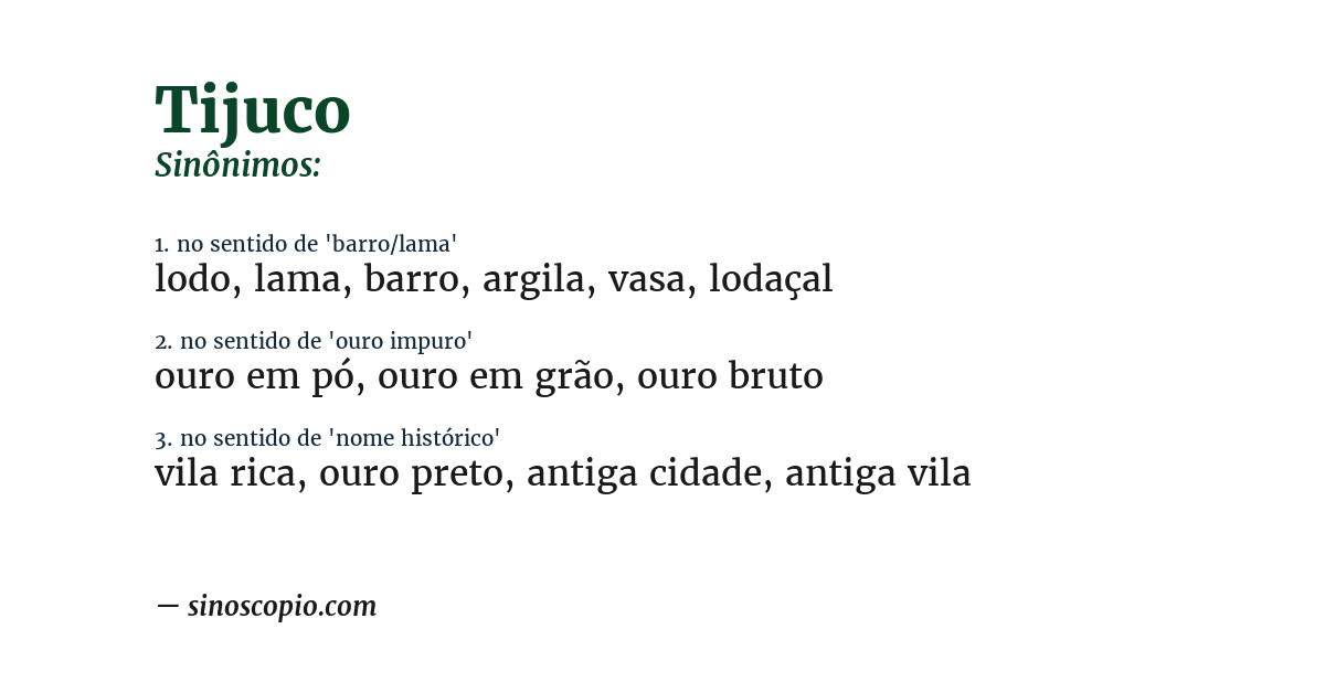 Sinônimo de tijuco