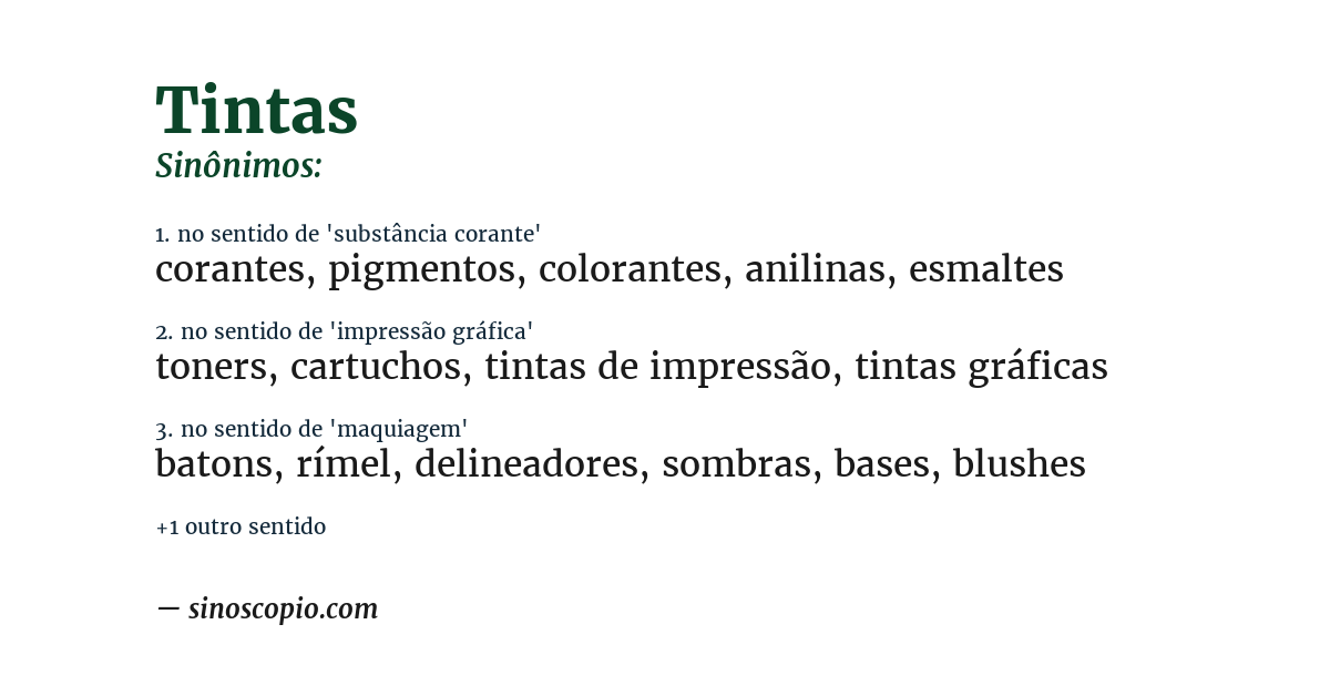 Sinônimo de tintas