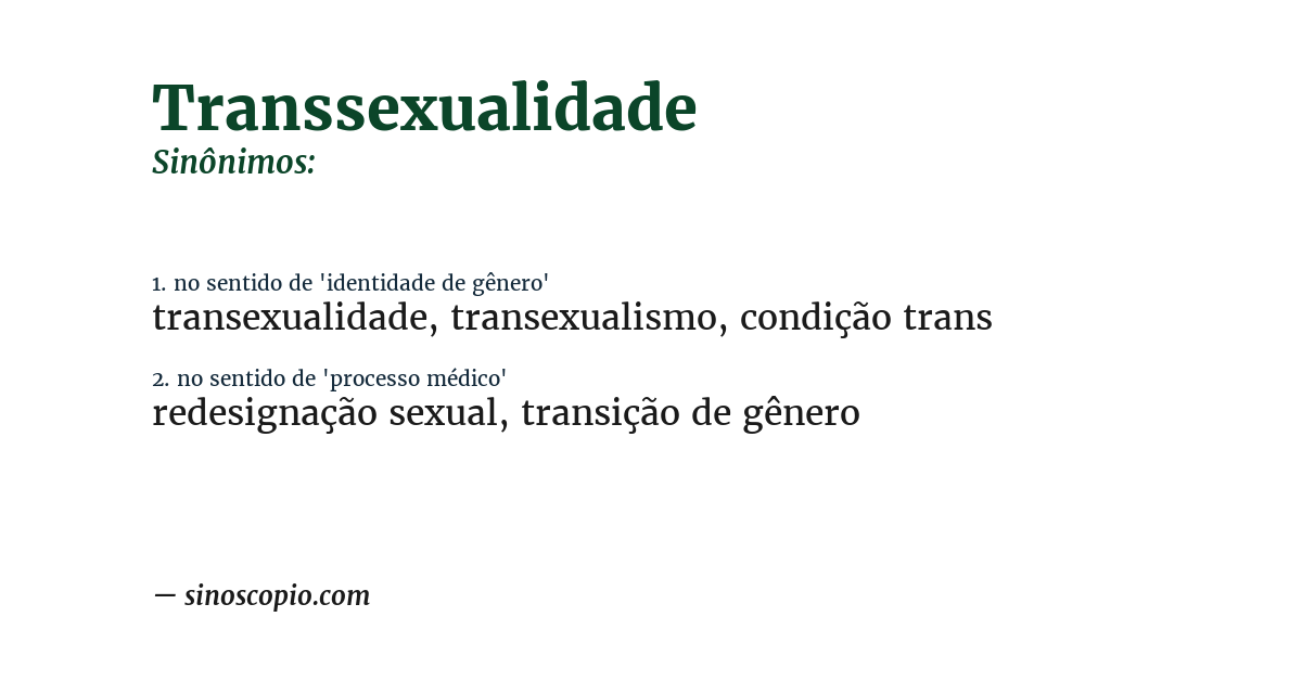 Sinônimo de transsexualidade