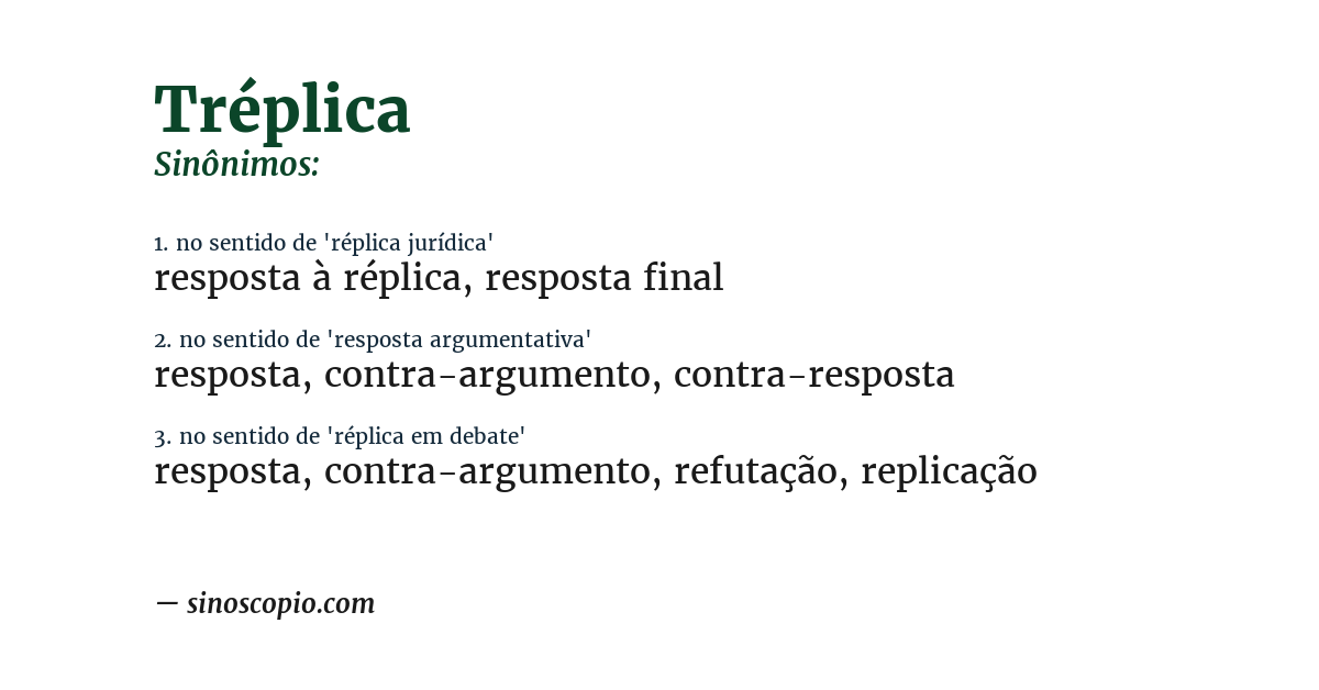 Sinônimo de tréplica