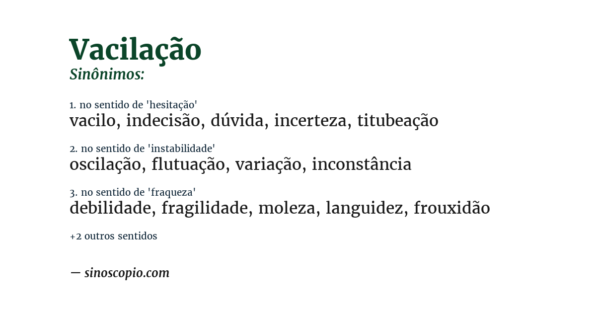 Sinônimo de vacilação
