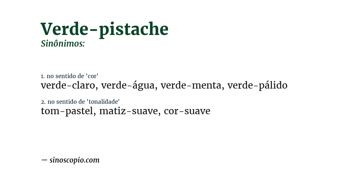 Sinônimo de verde-pistache