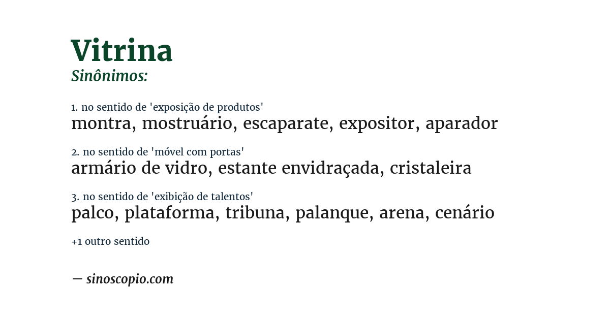 Sinônimo de vitrina