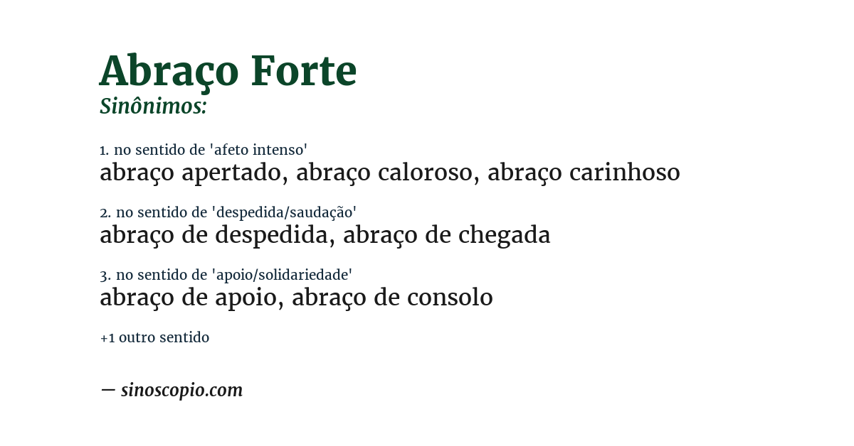 Sinônimo de abraço forte