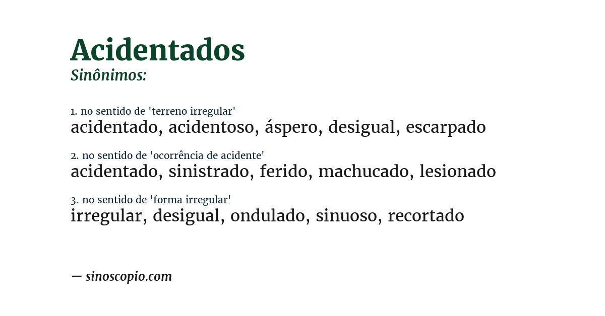 Sinônimo de acidentados