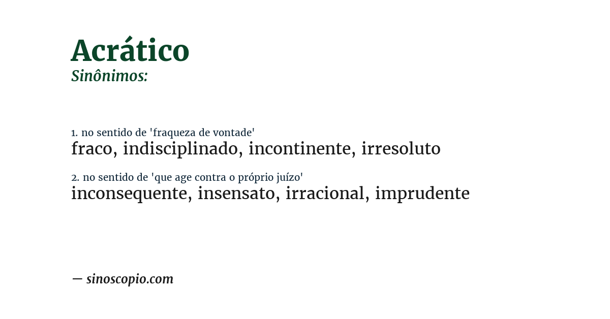 Sinônimo de acrático