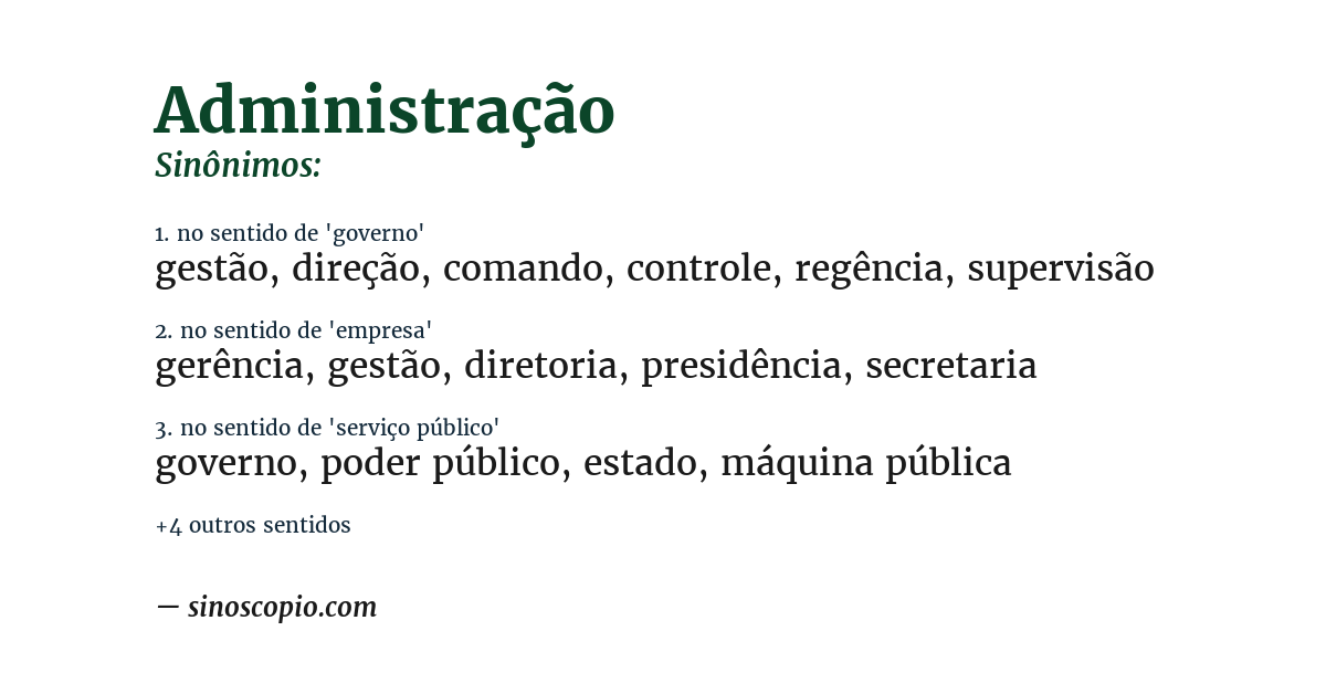 Sinônimo de administração