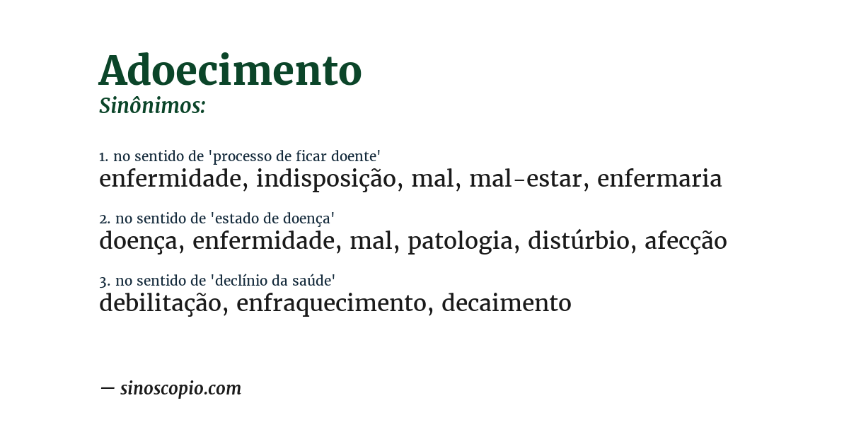 Sinônimo de adoecimento