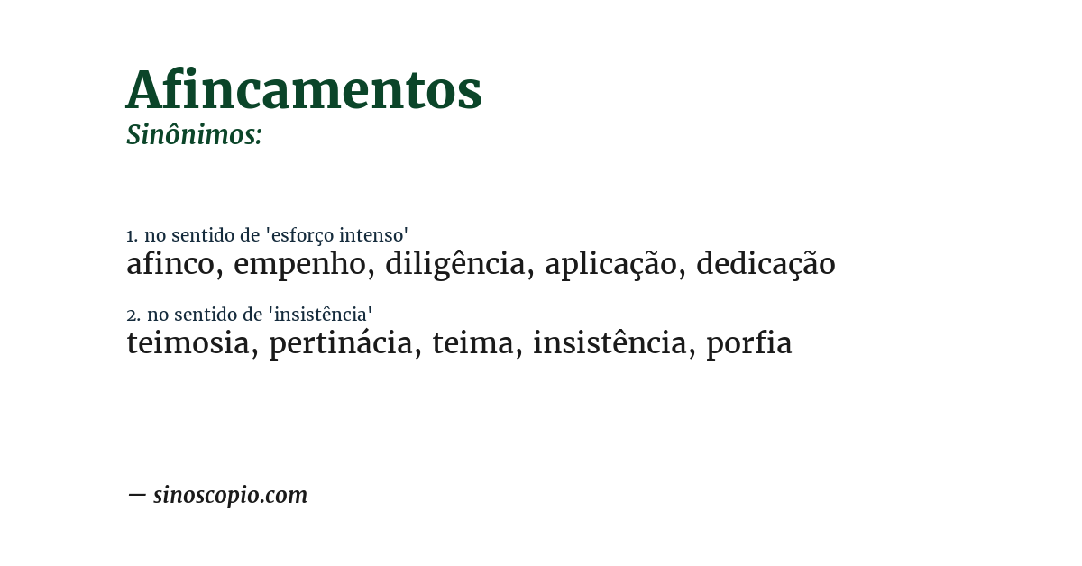 Sinônimo de afincamentos
