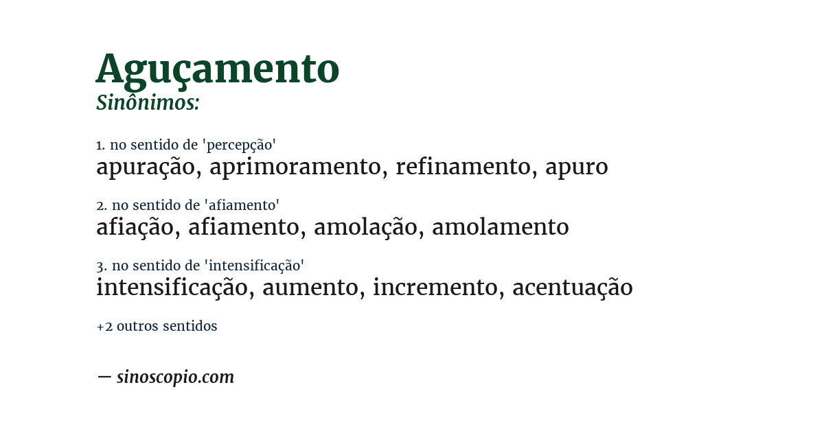 Sinônimo de aguçamento