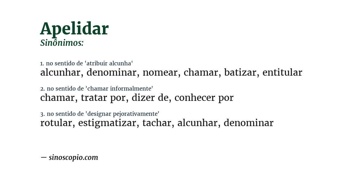 Sinônimo de apelidar