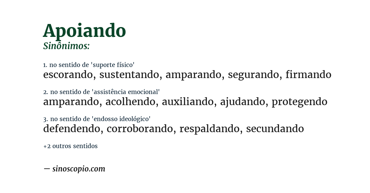 Sinônimo de apoiando