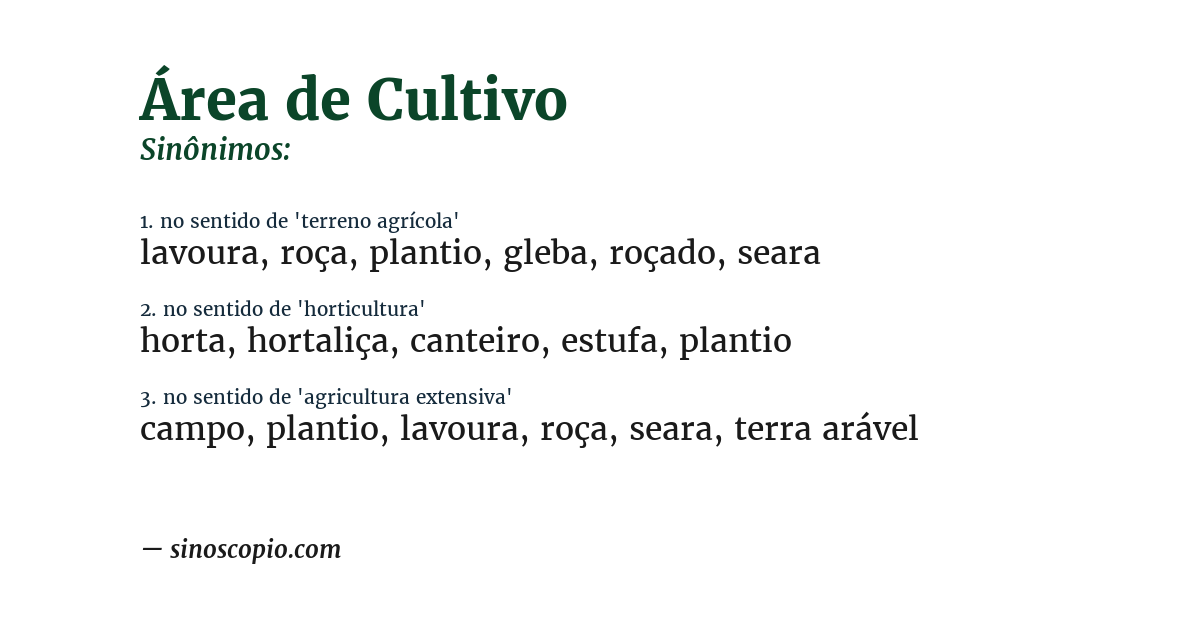 Sinônimo de área de cultivo
