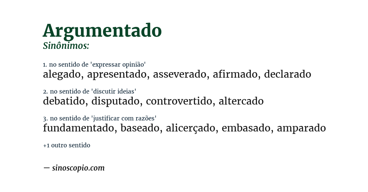 Sinônimo de argumentado