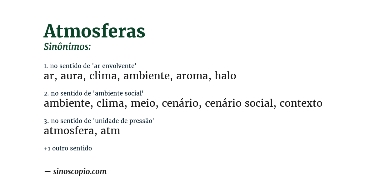 Sinônimo de atmosferas